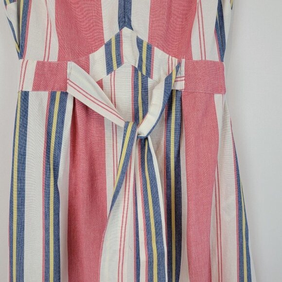 ASOS DESIGN Maternity Maxi Dress Womens Size 2 Tie Front Linen Stripe Cotton - Picture 6 of 15